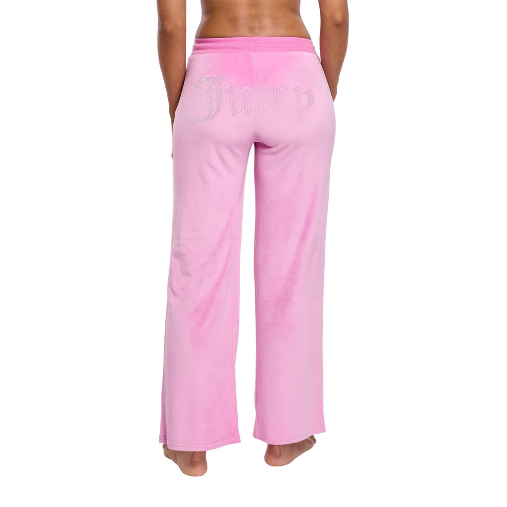 Juicy Couture Women's Velvet Fleece Lounge Pajama Pants with Rhinestone Accents