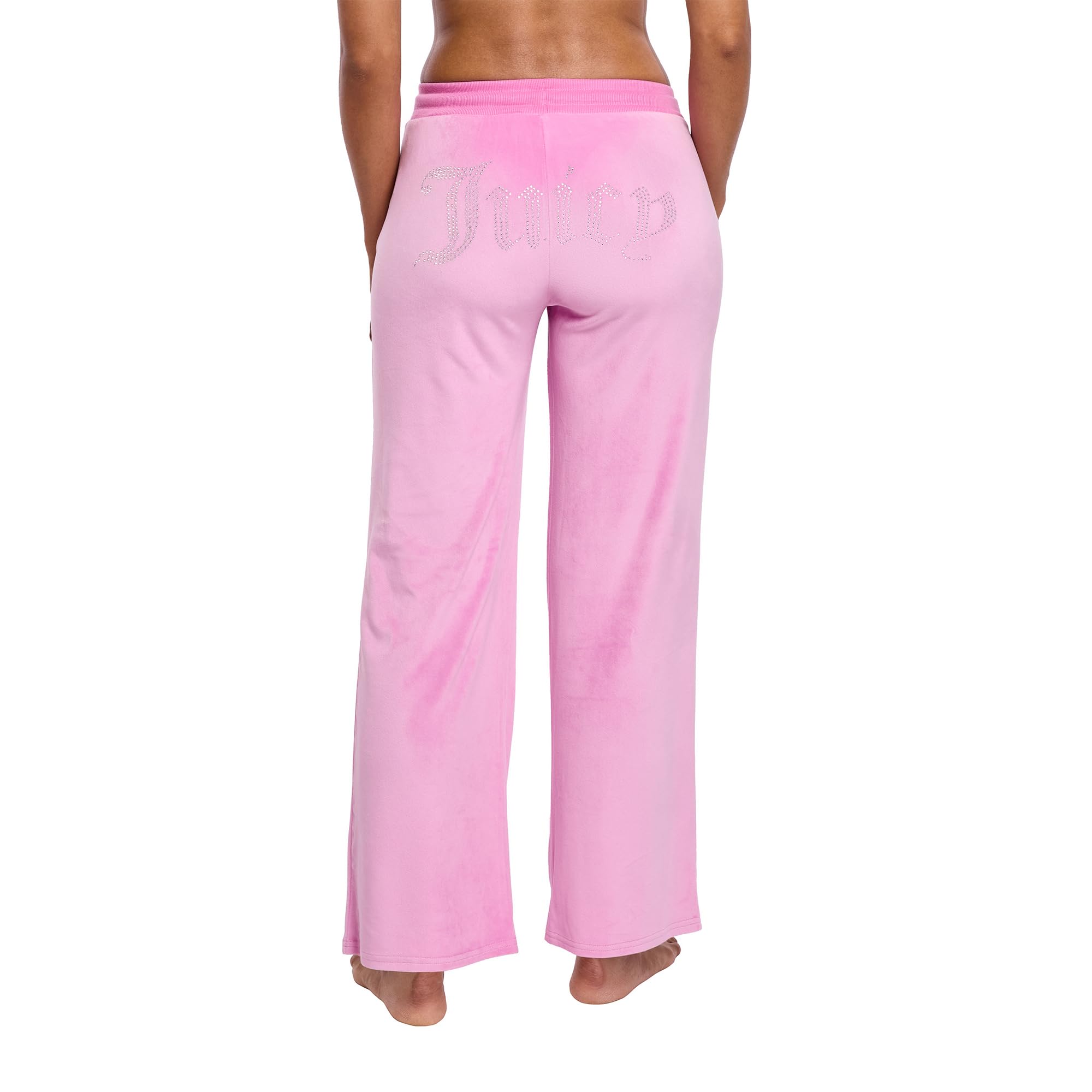 Juicy Couture Women's Velvet Fleece Lounge Pajama Pants with Rhinestone Accents