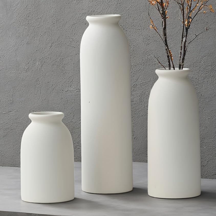 Tall Decorative Ceramic Vase Set, 3 Pieces