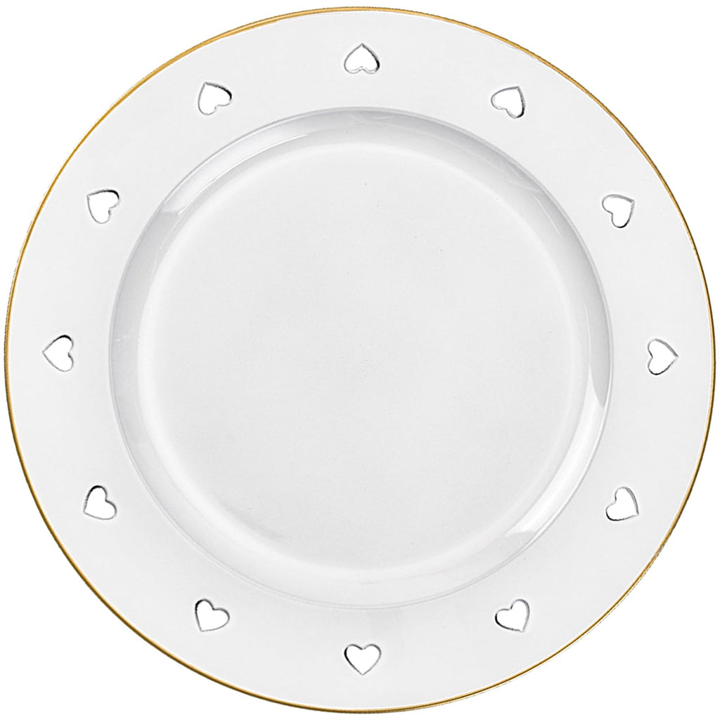Round 13" Pink Charger Plates, Heart Hollow Chargers for Dinner Plates with Golden Border