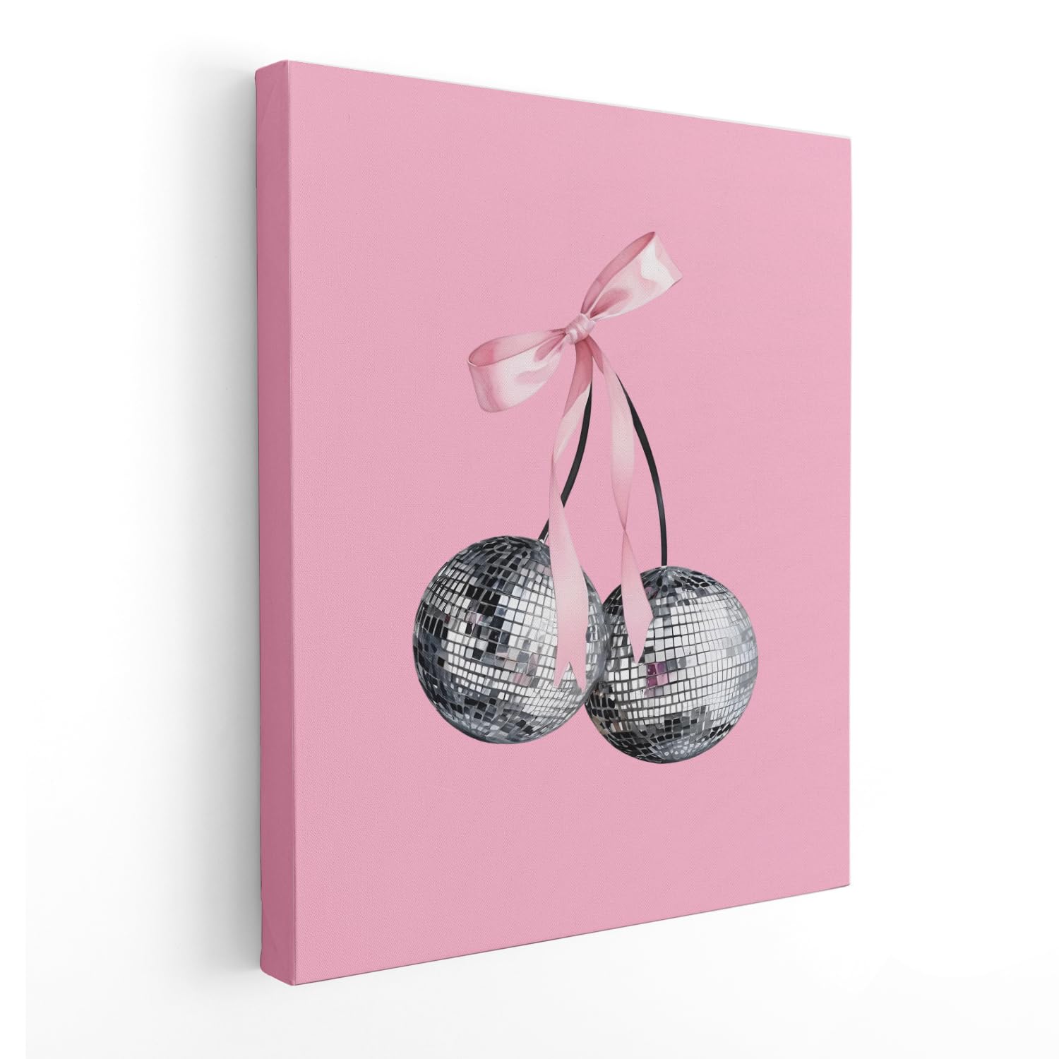 Preppy Hot Pink Disco Ball Wall Art â€?Trendy Retro Y2K Aesthetic Decor, 11x14 Inches Framed