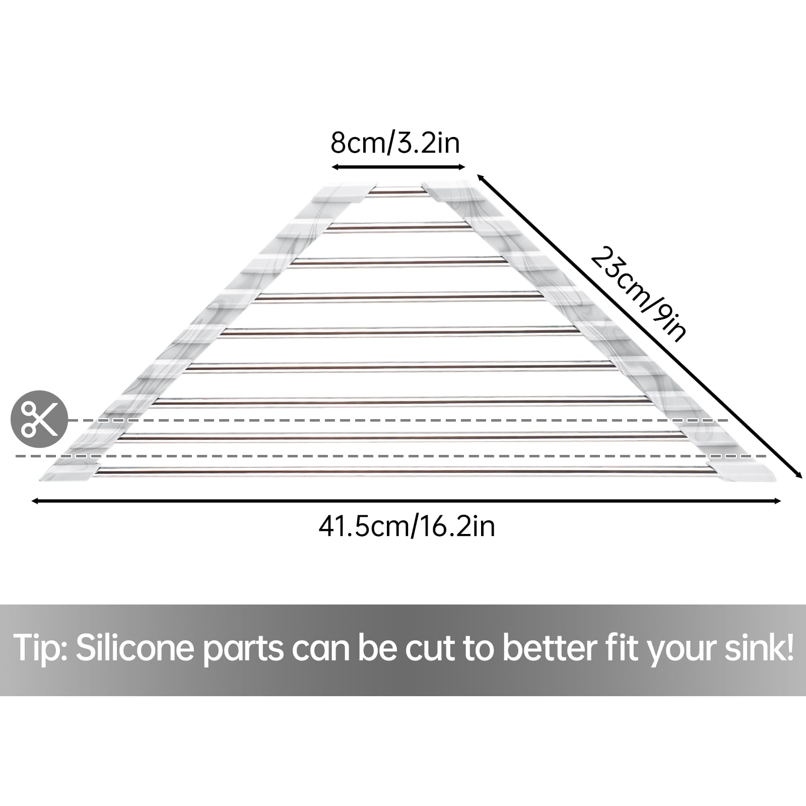Triangle Foldable Dish Drying Rack, Small Roll-Up - Stainless Steel Over Sink Drainer for Kitchen Sink Corner, Rustproof