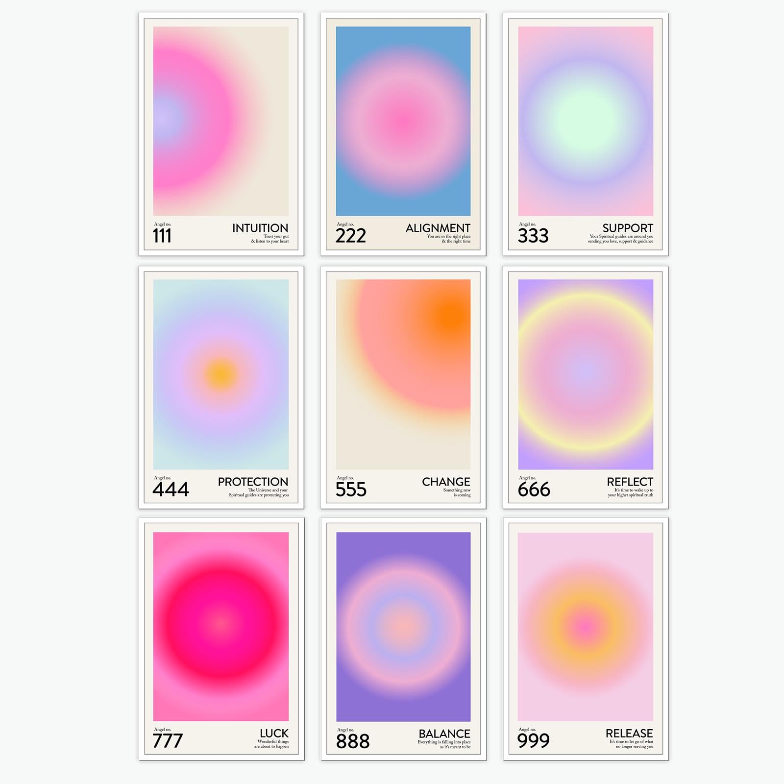 Colorful Aura Retro Canvas Wall Art Cute Pastel Wall Decor