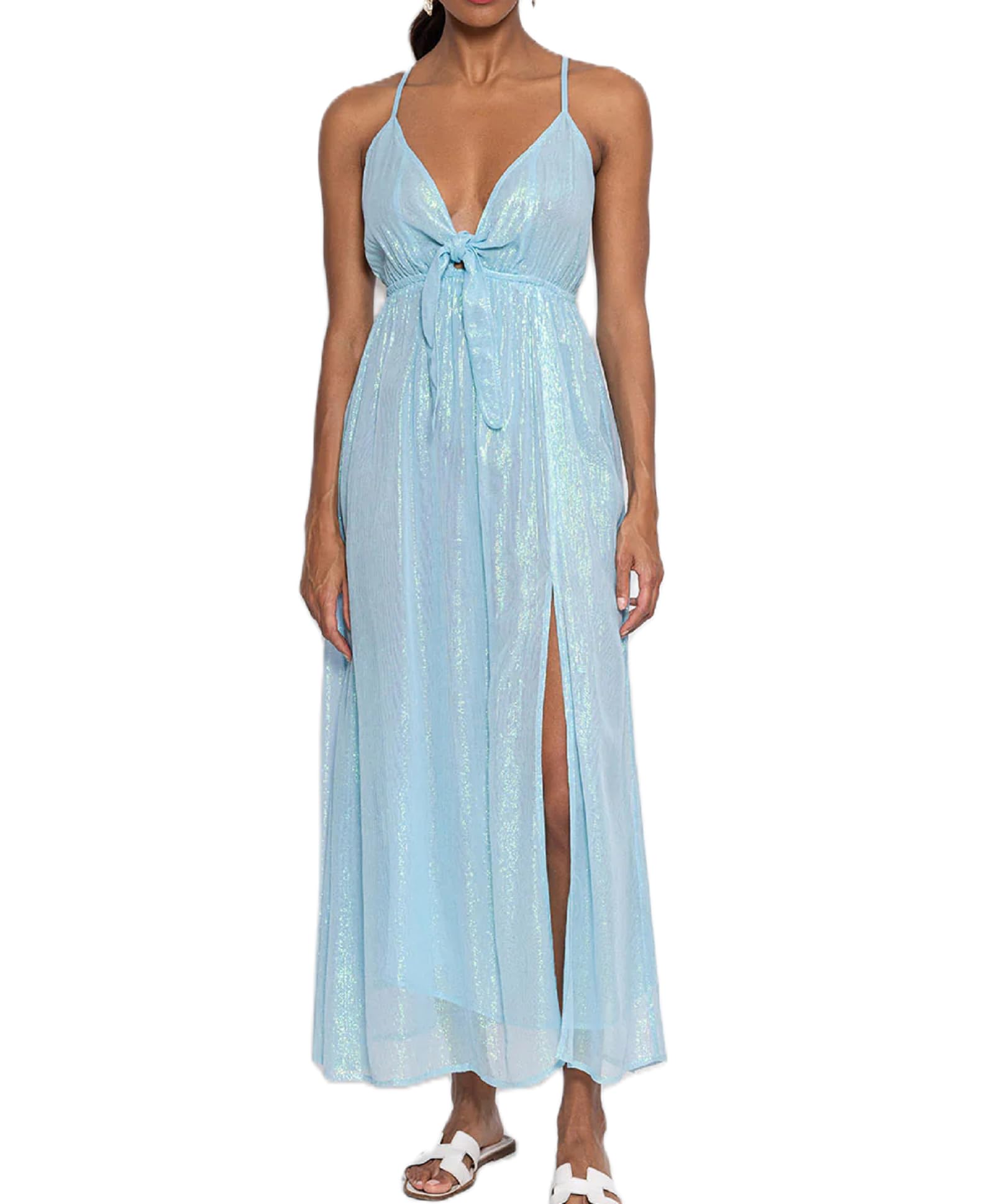 Women Y2k Bodycon Long Dress Spaghetti Strap Low Cut Dress Casual Backless Flowy Maxi Dress Sexy