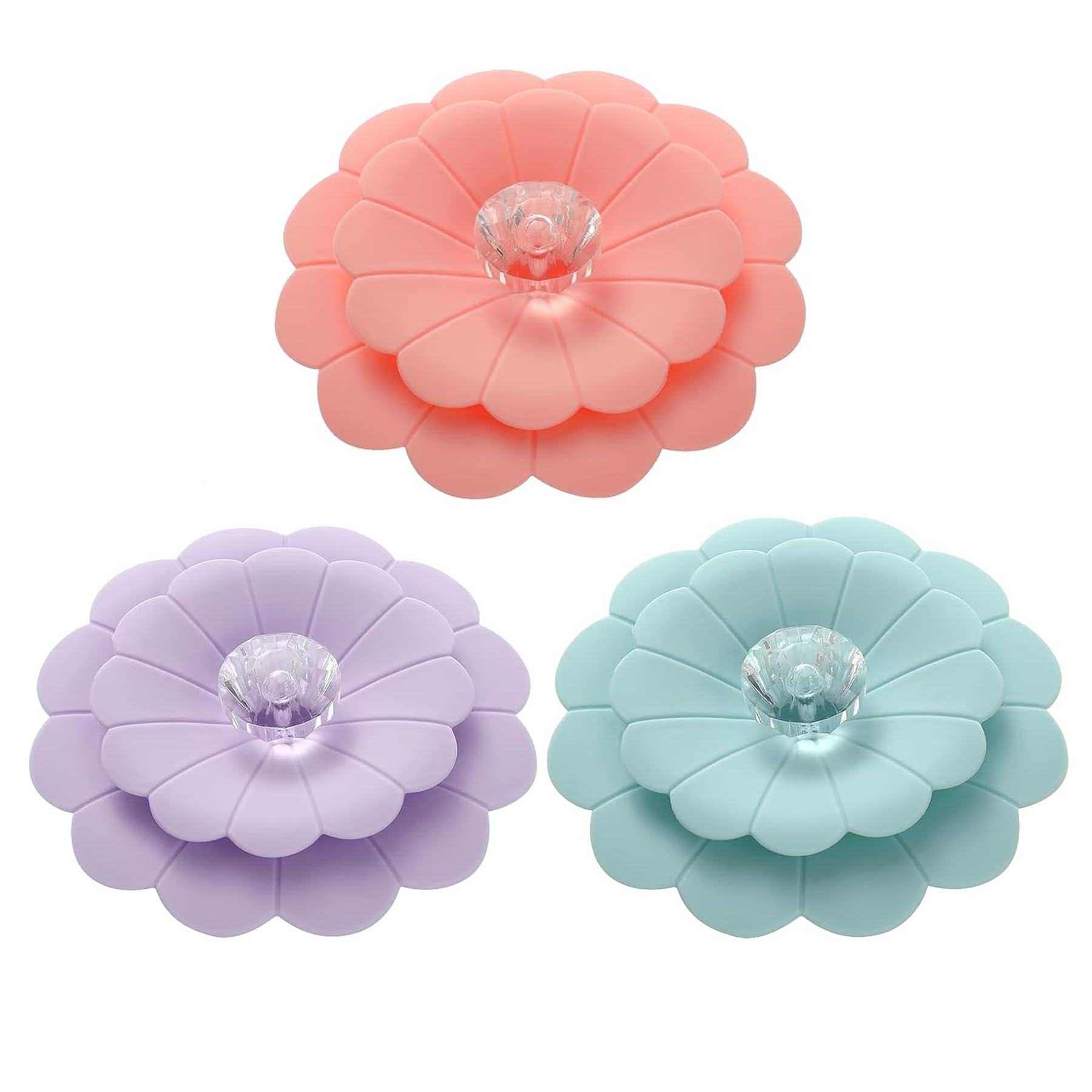 Silicone Flower Cup Covers (Set of 3), Multicolored Silicone Lids for Mugs, Cups, Glassware, Flexible Mug Covers, Heat Resistant Cup Lids