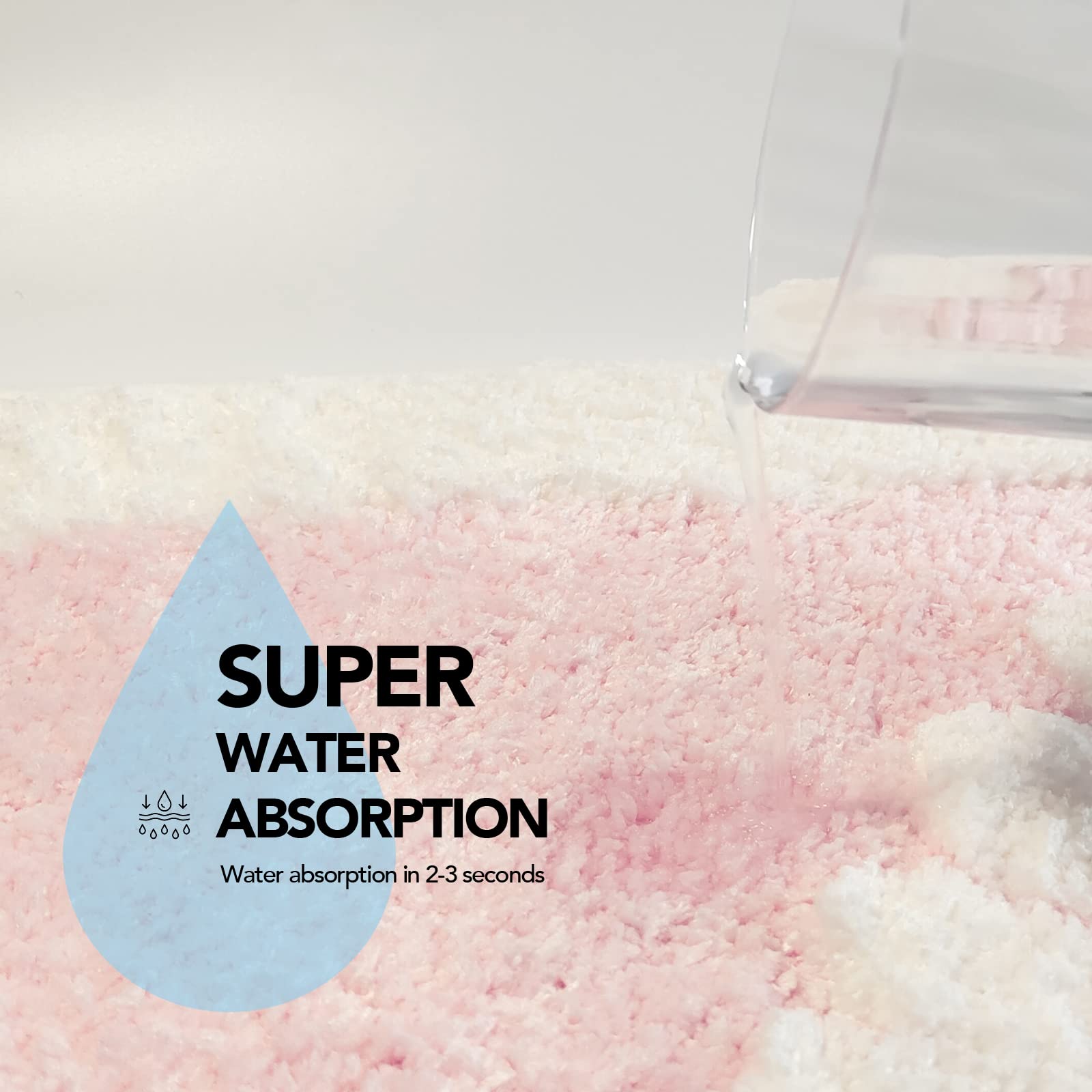 Ultra Soft Microfiber Shaggy Bathroom Mats, 17''x 25'', Extra Absorbent Bath Rugs, Machine Washable, Non-Slip Bathroom Carpet for Tub and Shower