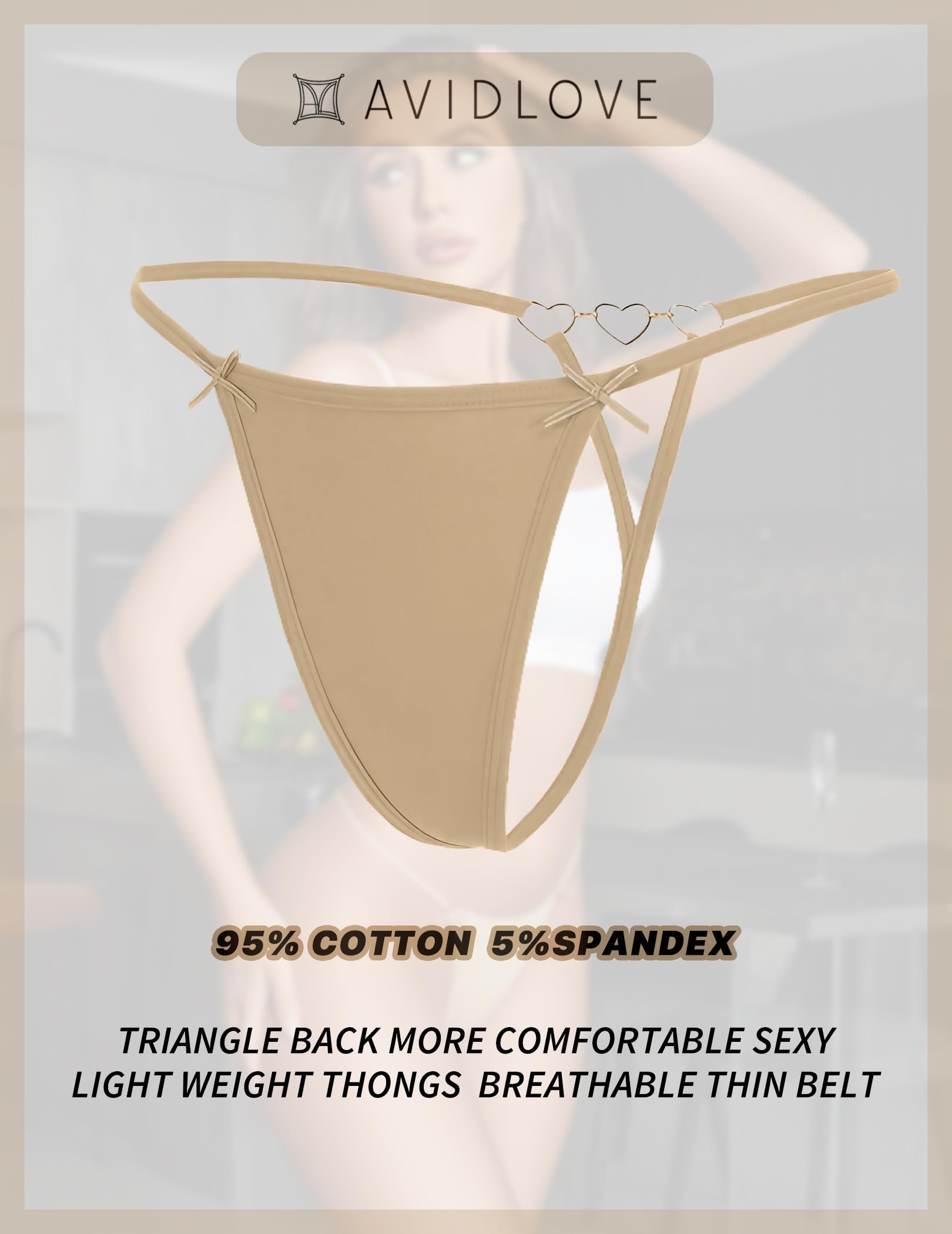 G String Thongs for Women Cheeky Breathable Underwear Sexy No Show Panties 3 Pack