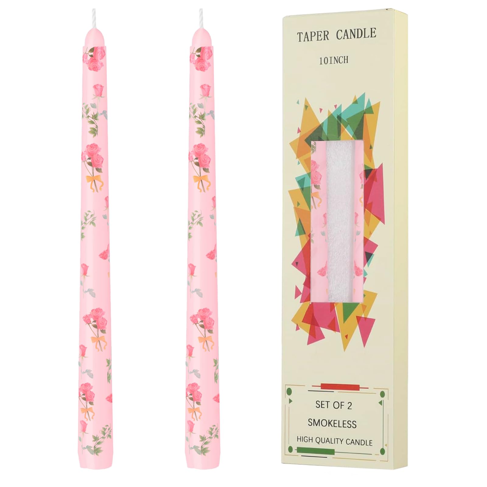 Smokeless Dripless Long Candlesticks, Unscented Tapered 10-Inch