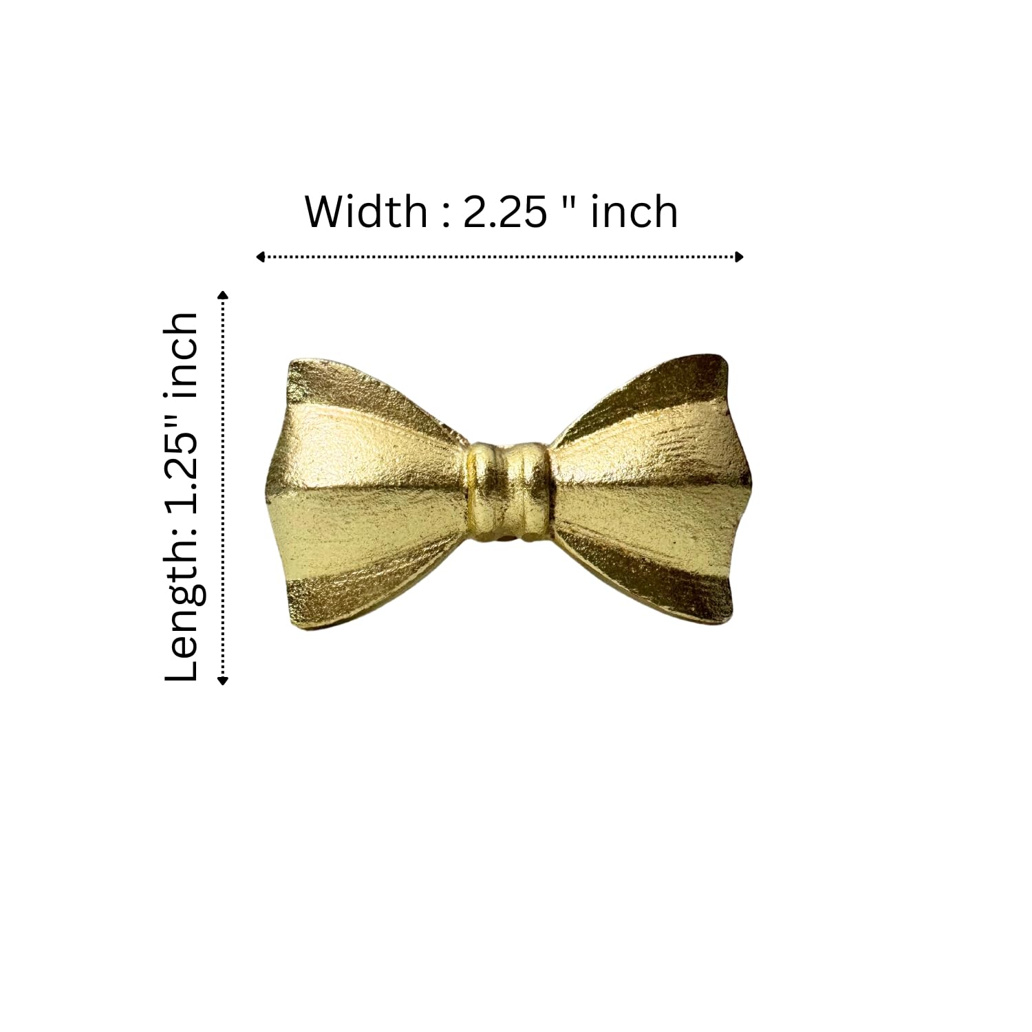 Set of 6 Metal Door Knobs - Decorative Door Knobs Bow Tie Handle with Screw | Cupboard Drawer Wardrobe Pulls (2.25" x 1.25" x 1.1") Gold