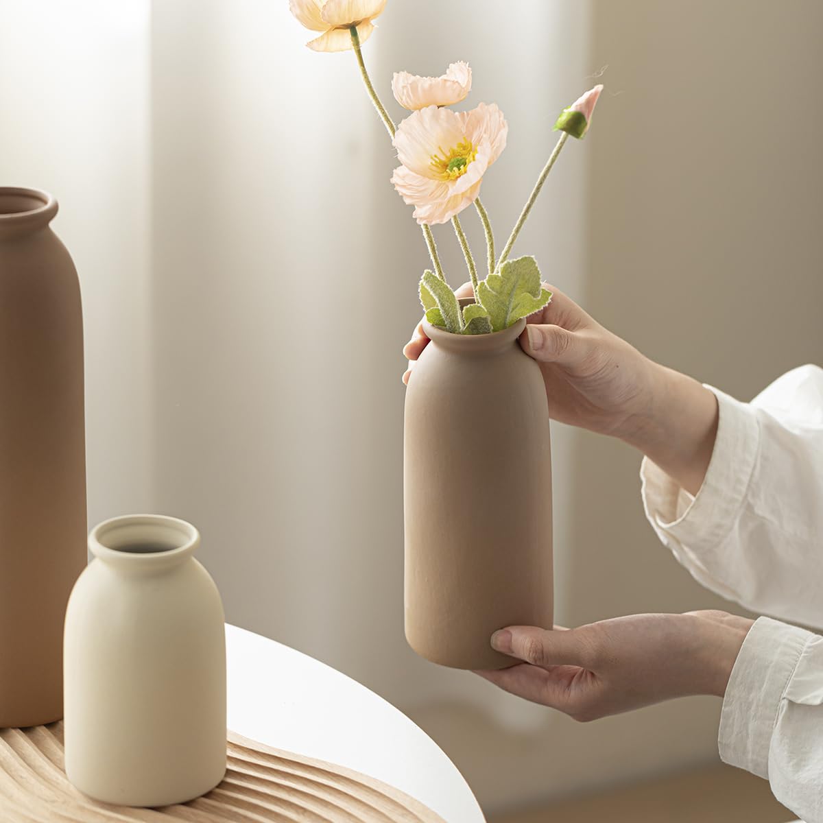 Tall Decorative Ceramic Vase Set, 3 Pieces