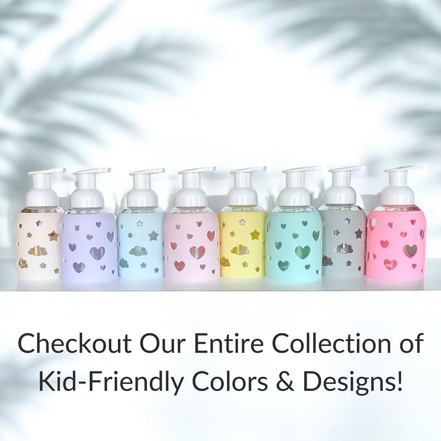 Foaming Glass Bottle Dispenser w/Heart Silicone Sleeve, 8oz