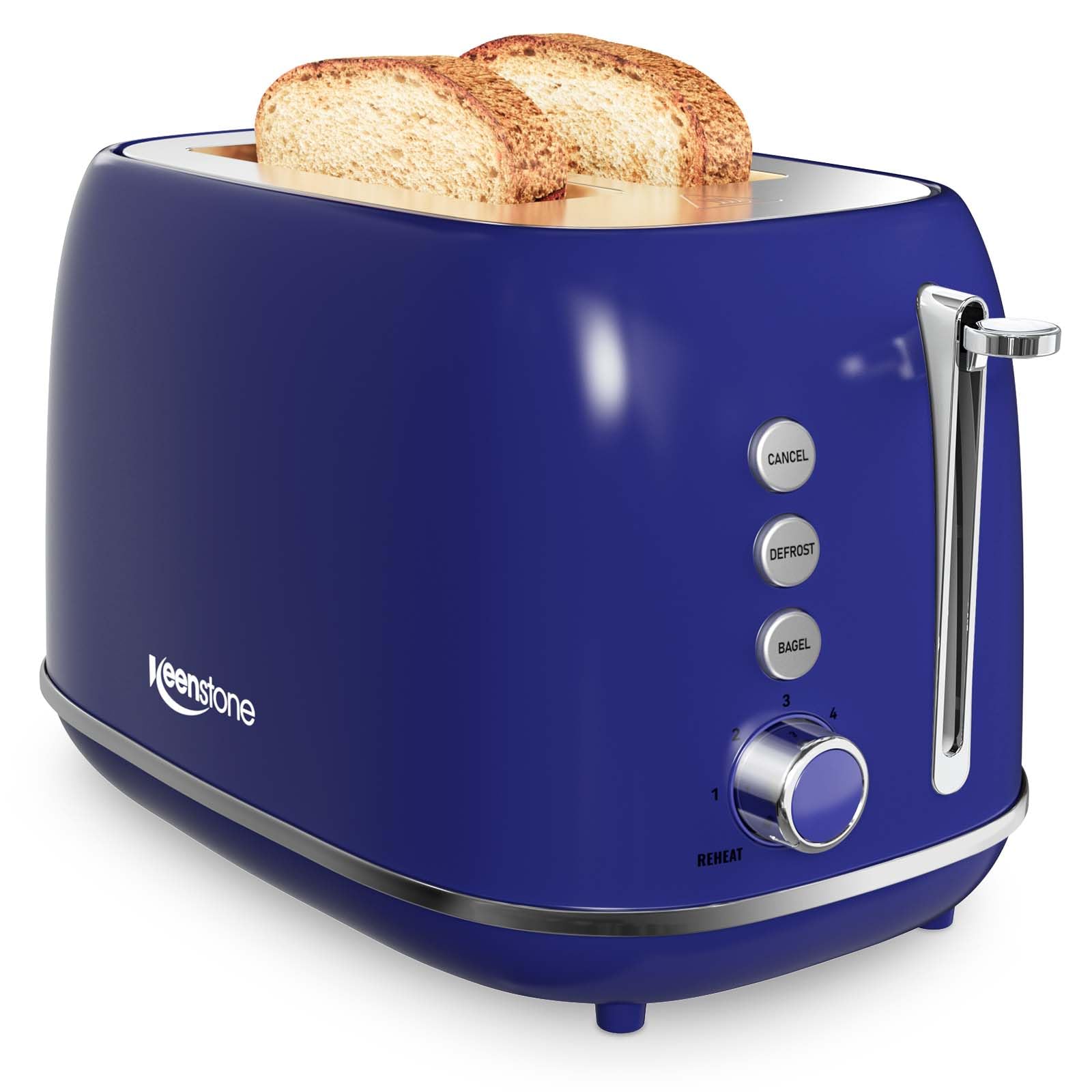 Toaster 2 Slice Stainless Steel with 6 Bread Shade Settings, Retro Toaster with Extra Wide Slot