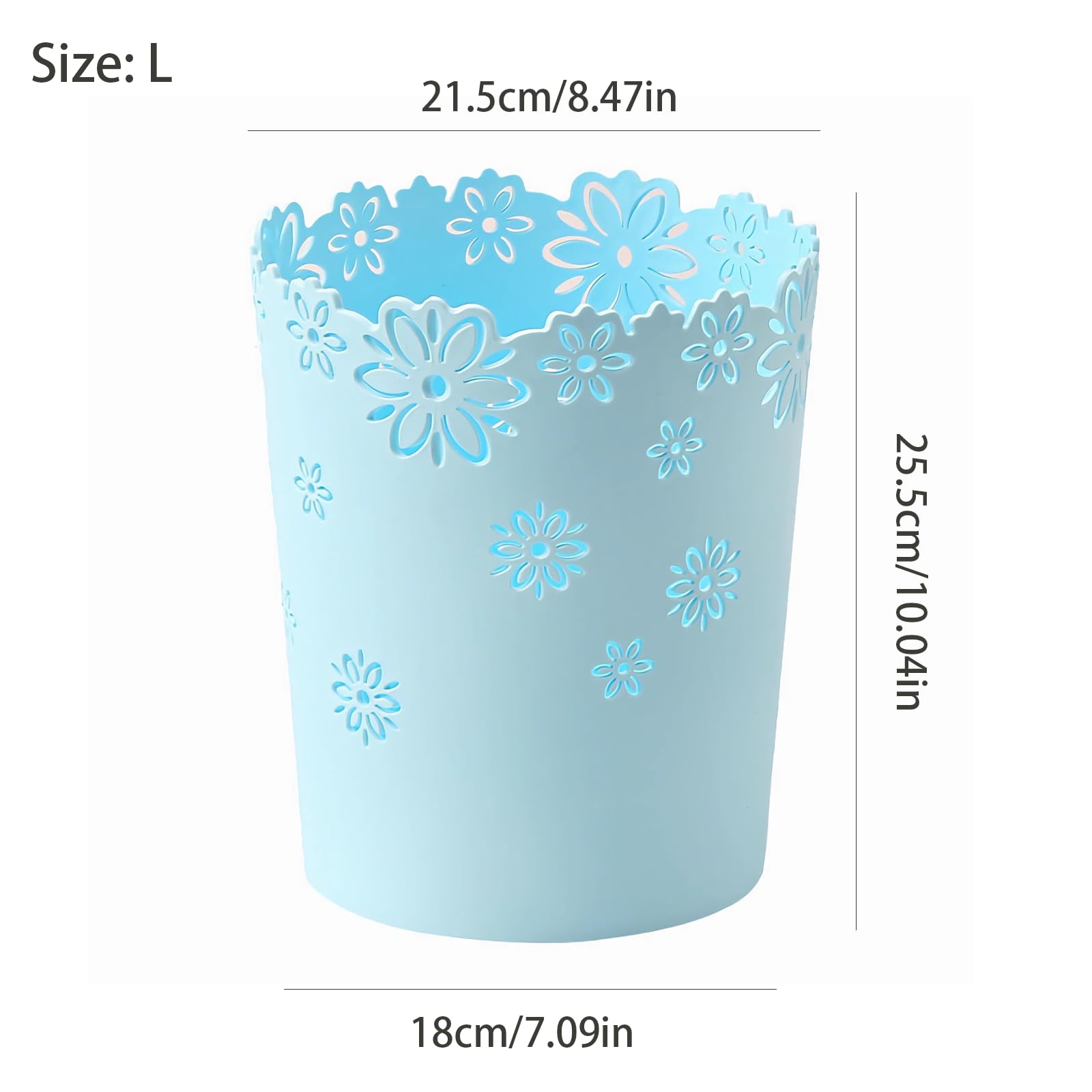 Mini Wastebasket Small Trashcan Room Decor Hollow Flower Shape Plastic Lidless Round Garbage Container Bin for Bathroom, Kitchen, Bedroom, Home Office, College Dormitory