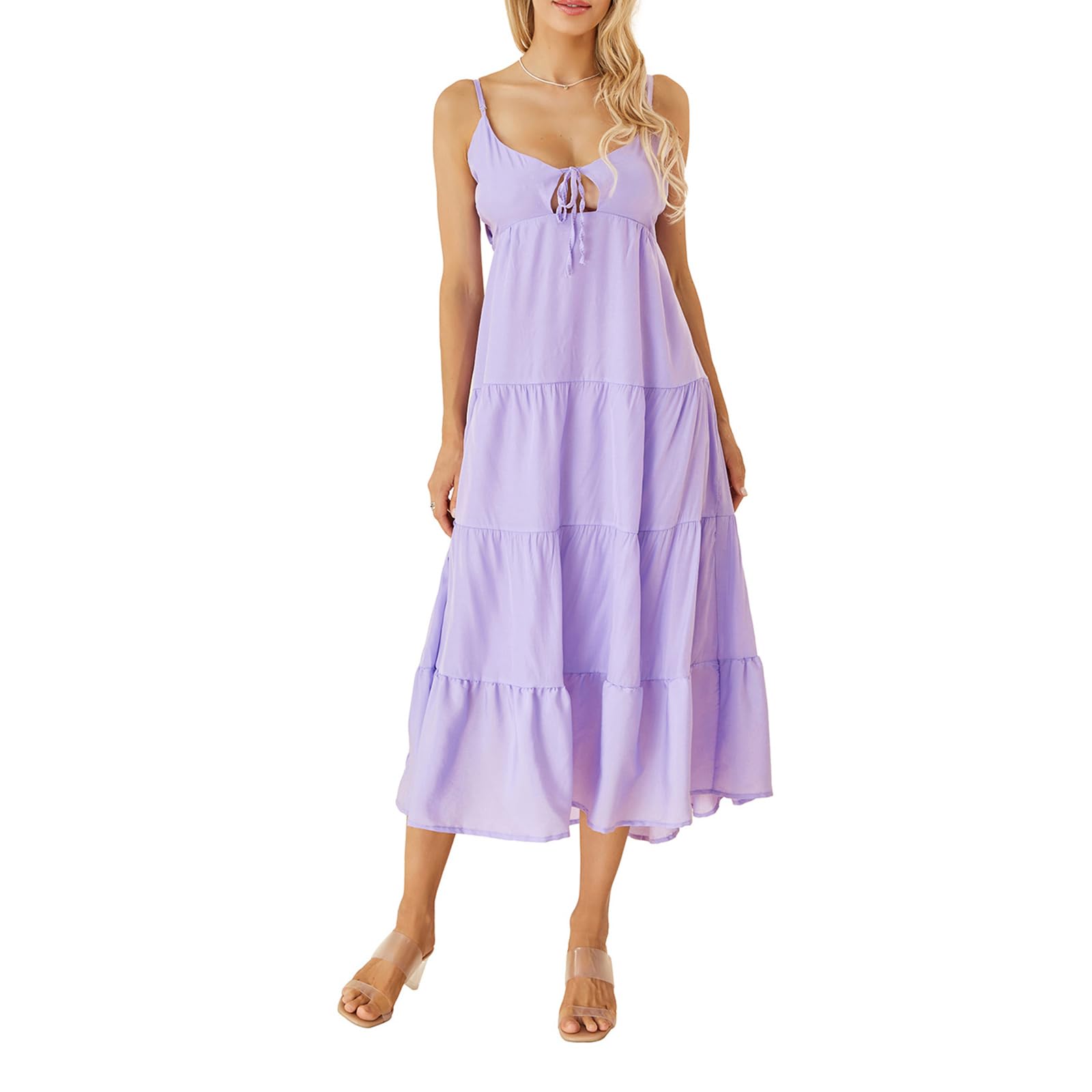 Women Y2k Bodycon Long Dress Spaghetti Strap Low Cut Dress Casual Backless Flowy Maxi Dress Sexy