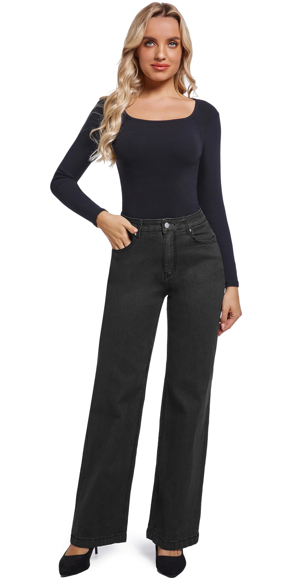Women's Jeans Straight Leg Casual High Waisted Stretch