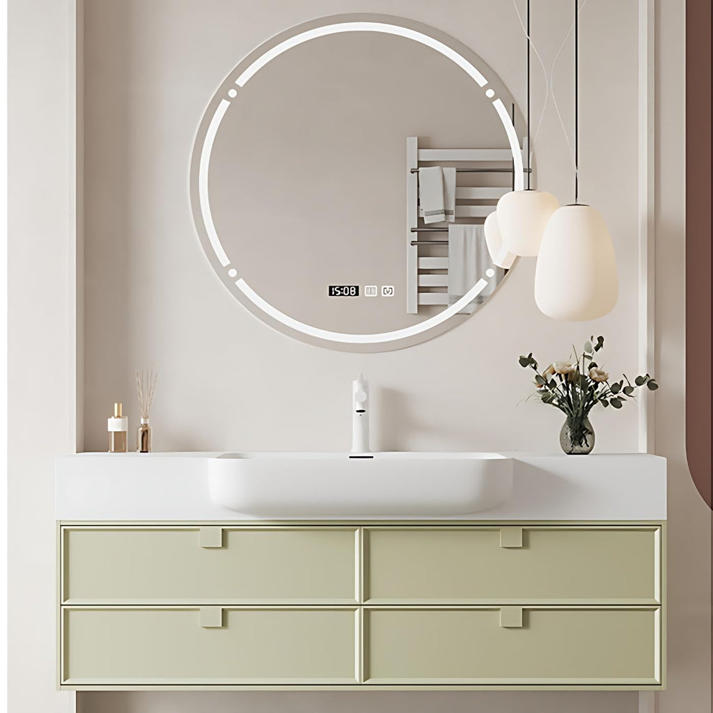 Elevated Bathroom Vanity with Sink & Smart Defogging Mirror, Floating Bathroom Vanity for Small Space, Solid Wood Material