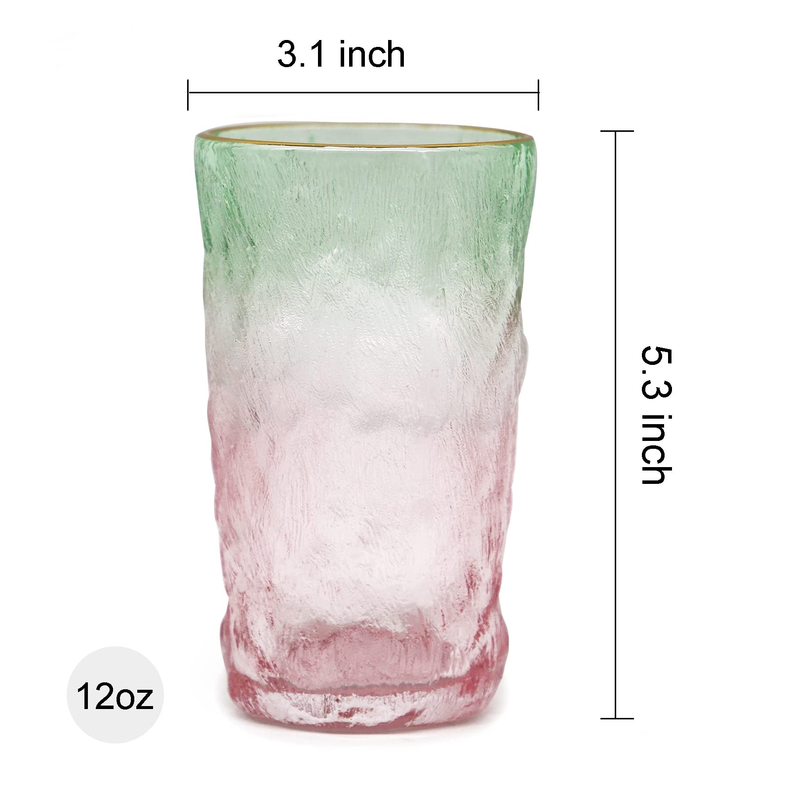 Drinking Glasses, Glassware Sets of 2, Mixed Drinking Glacier Pattern 12 oz Glass Cups