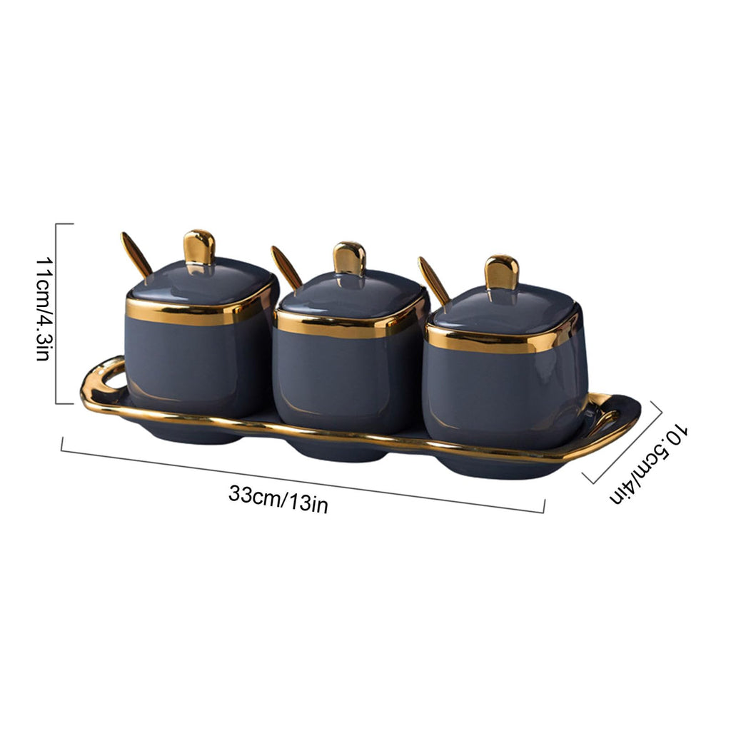 Sugar Bowl With Lid And Spoon, Sugar Pot Set Of 3