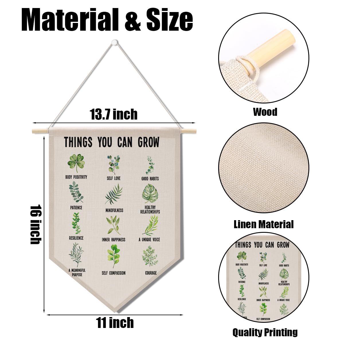 Preppy Positive Affirmations Wall Hanging Pennant Flag â€?Aesthetic Decor for Classroom, Bedroom, or Home