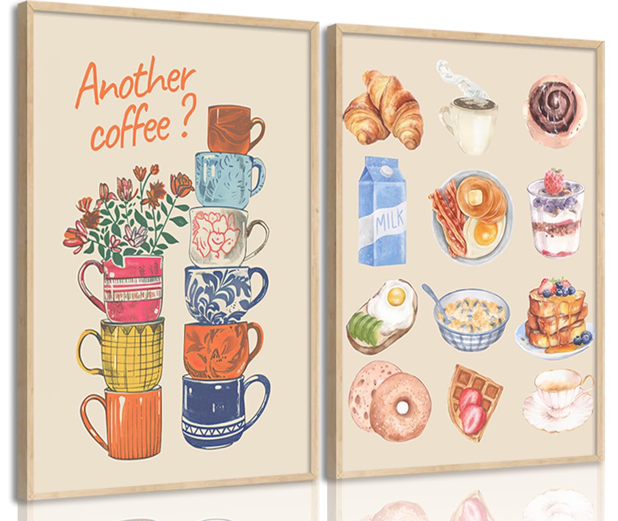 Modern Coffee Kitchen Canvas Wall Art Colorful Breakfast Painting Picture Wall Decor