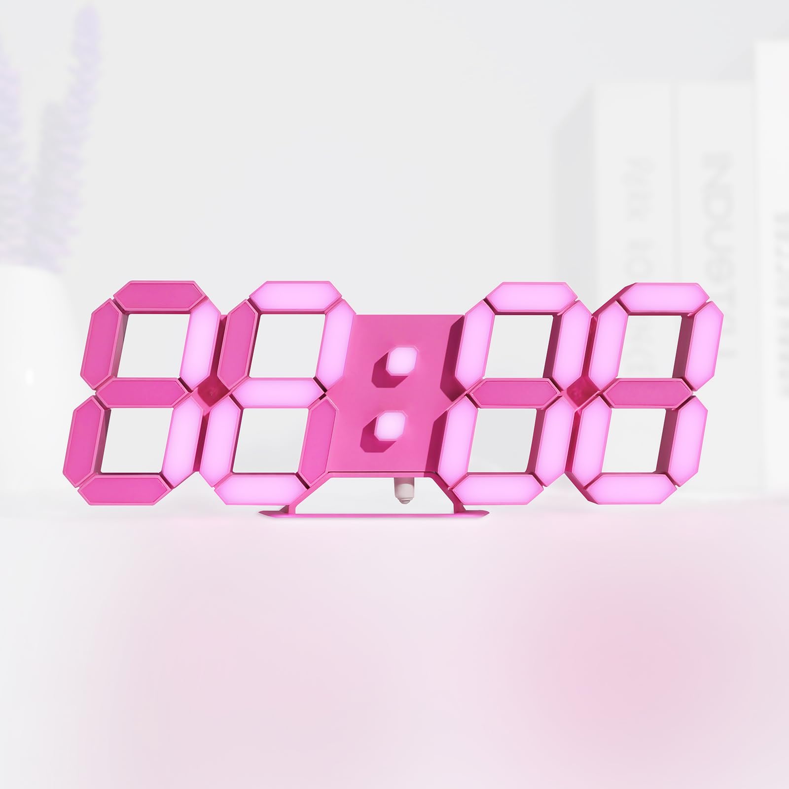 LED 3D Wall Clock 9.7" Clock with Remote/Dimming/12/24H/Temp/Alarm Clock/Date