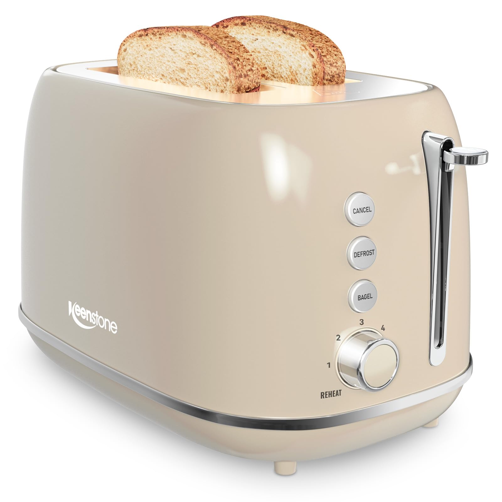 Toaster 2 Slice Stainless Steel with 6 Bread Shade Settings, Retro Toaster with Extra Wide Slot