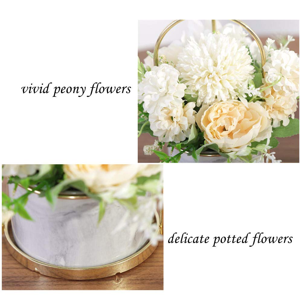 Fake Artificial Flowers in Vase Faux Peony Silk Hydrangea Flower Centerpieces Décor