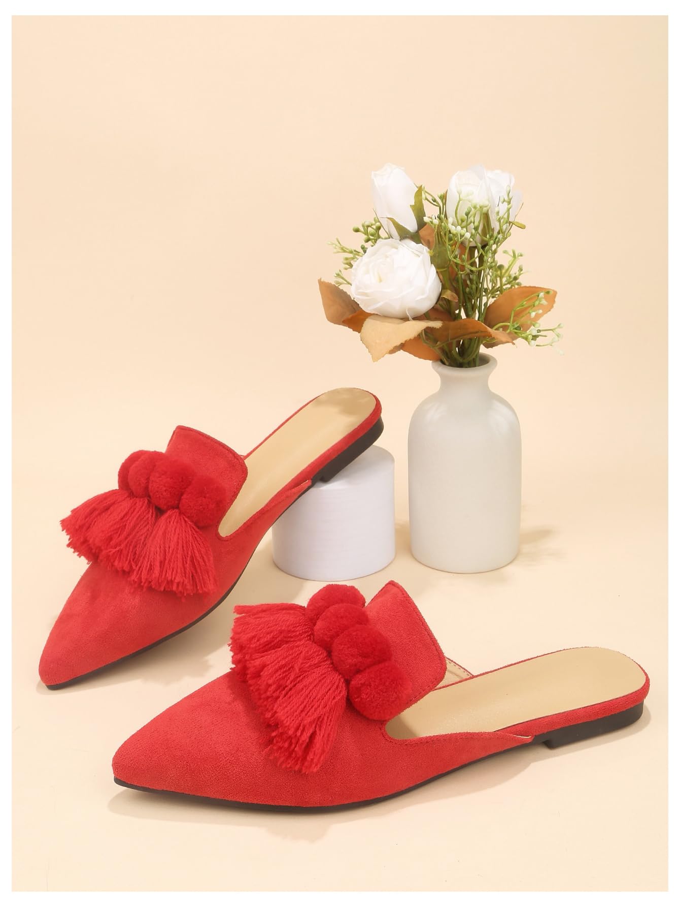 Women's Dress Shoes Slip On Flats Comfortable Pointed Toe Mules Dressy Casual Loafers Shoes