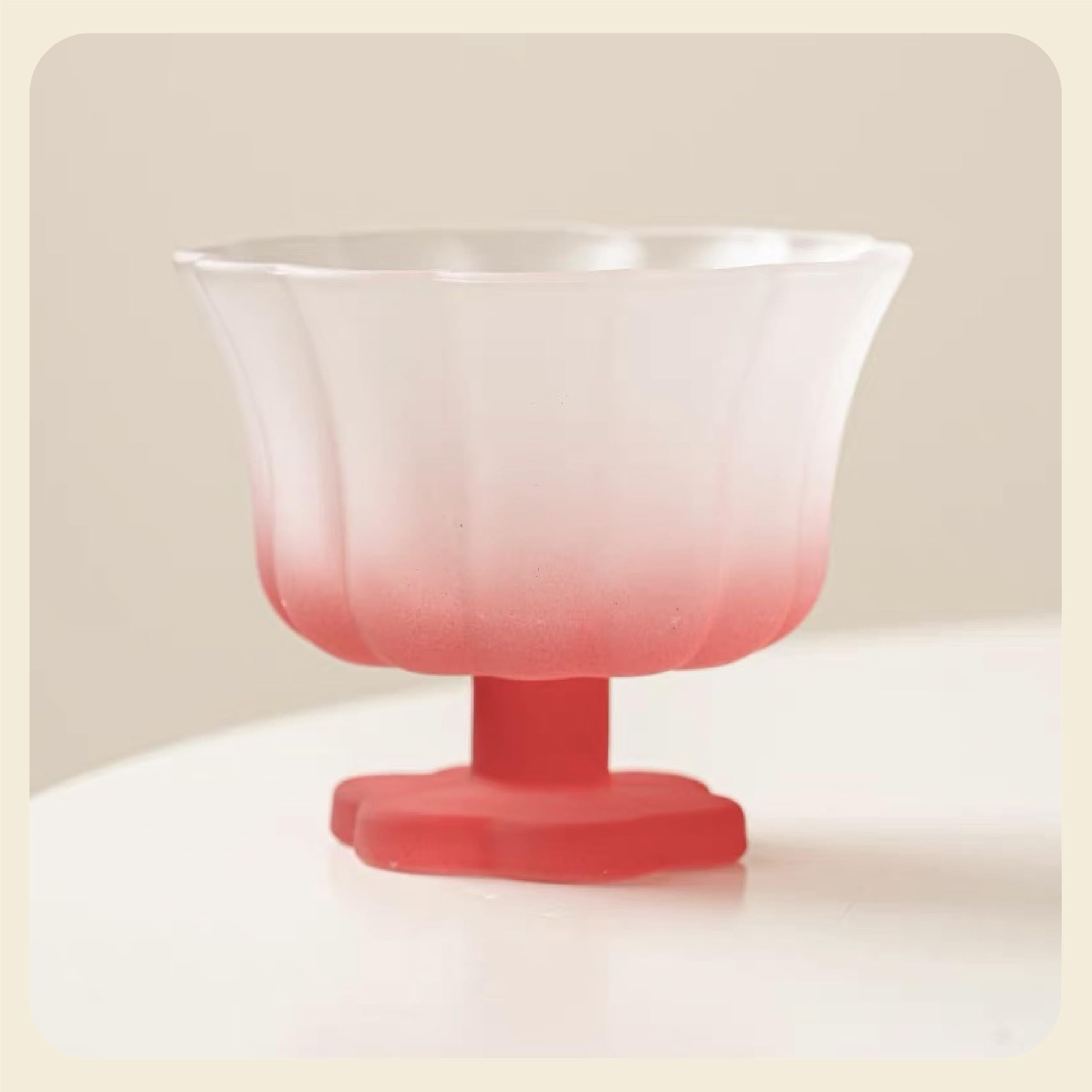 Matte Gradient Finish Glass Dessert Bowl with Heavy Base, 240ml (8.1oz)