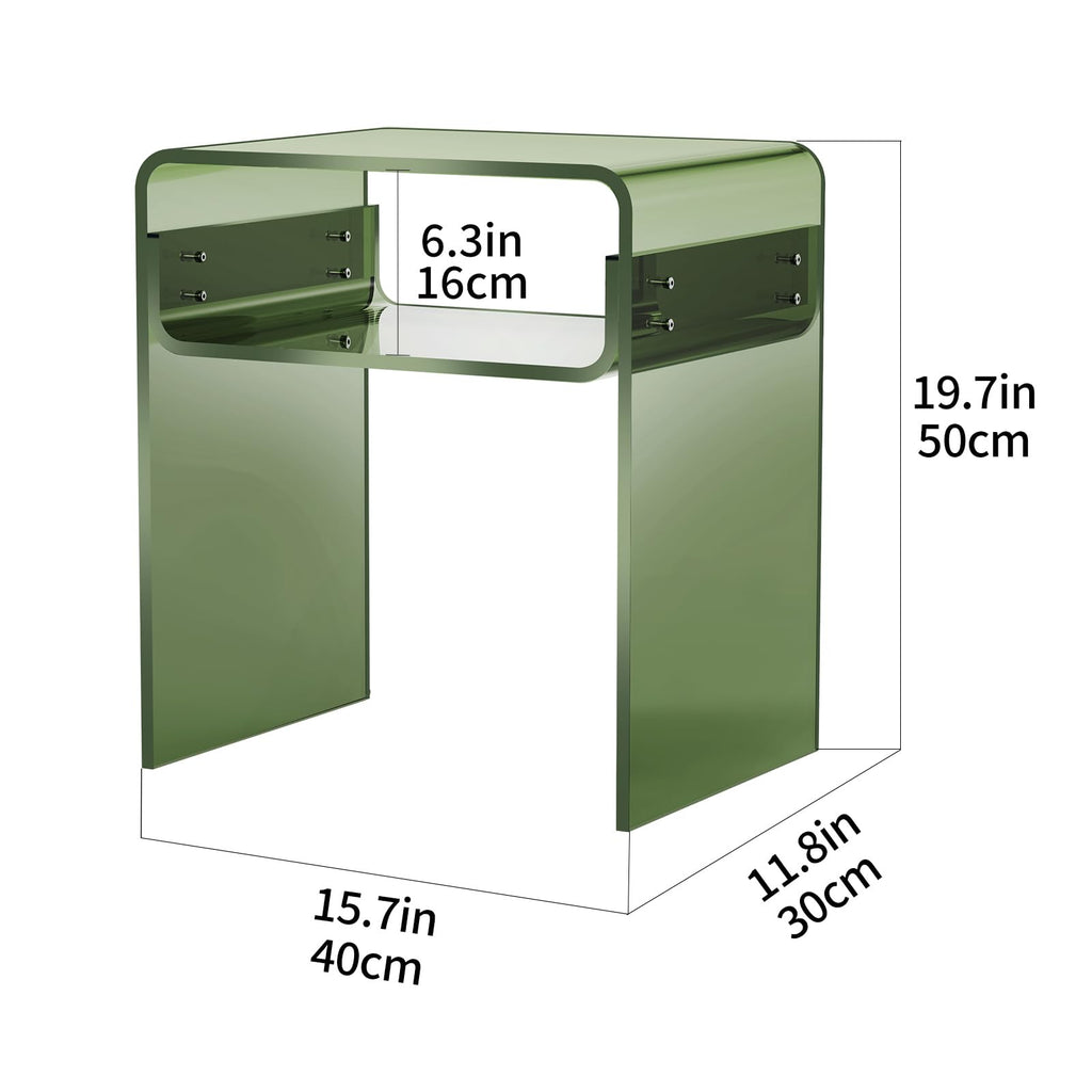 Clear Acrylic End Table 2-Tier Bedside nightstand