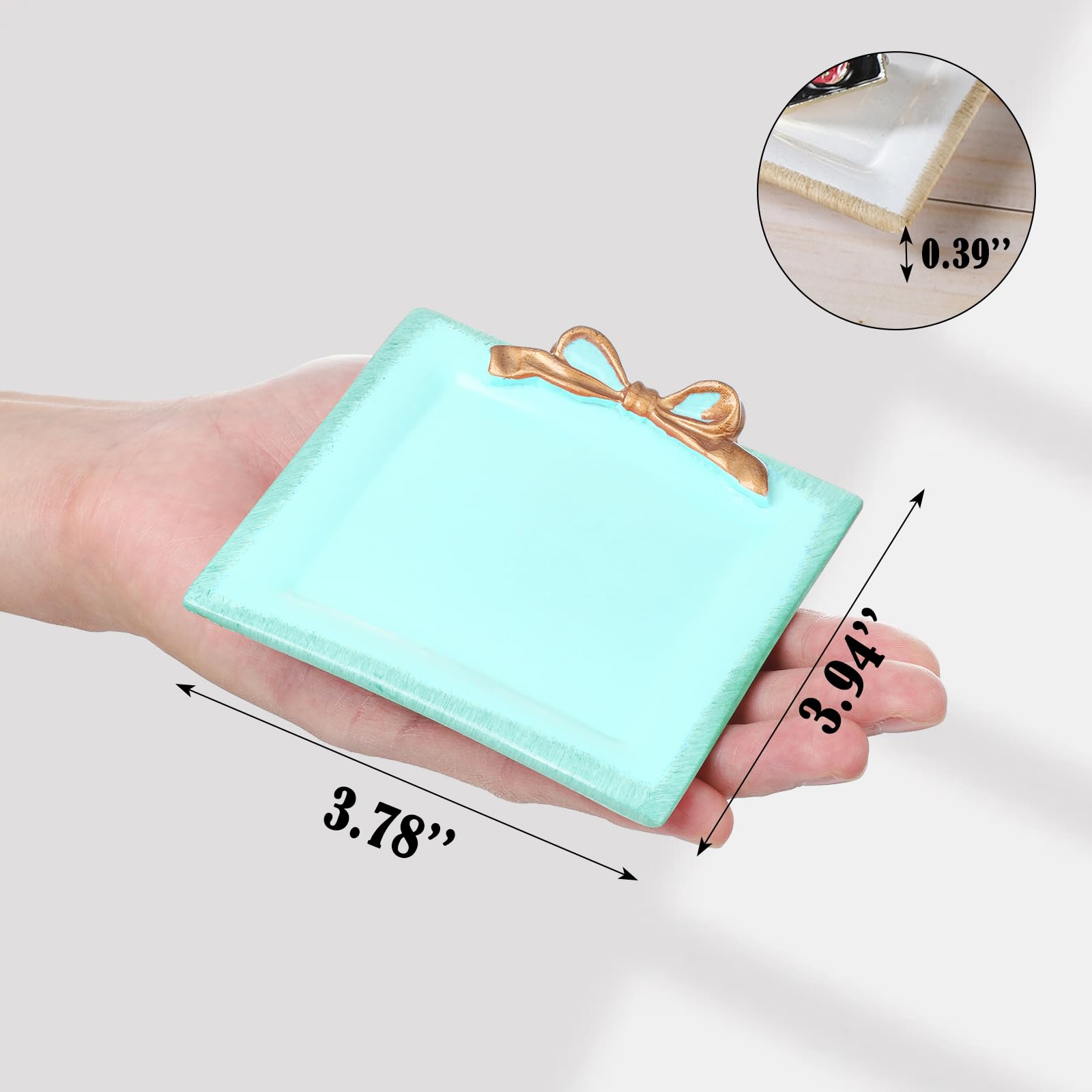 Vintage Bow-Knot Trinket Dish for Bedroom Vintage Square Vanity Tray for Dresser Purple Jewelry Dish Tray for Rings Bracelets Earrings