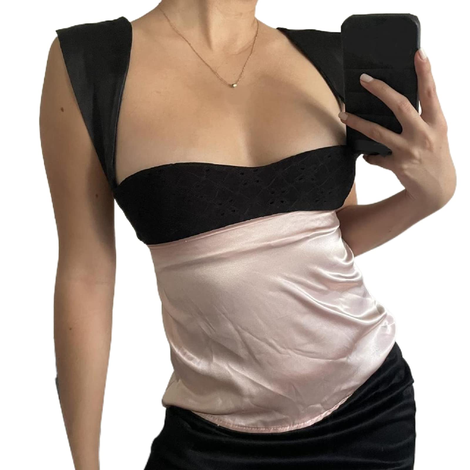 Women Elegant Lace V Neck Camis Sleeveless Spaghetti Strap Slim Camisoles Vintage Backless Tank Top