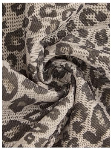 Women's Leopard Print Ruched Strapless Bandeau Top Meah Casual Sleeveless Bow Slim Fit Cheetah Print Tube Crop Tops