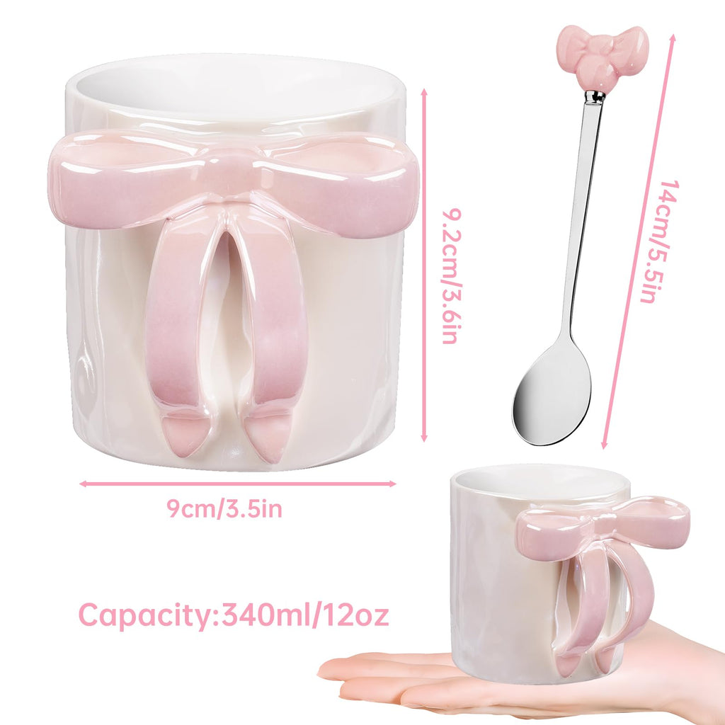 Ceramic Bow Handle Mug, Electroplated Finish with Shimmering Starry Glow, High-Temperature Fired for Durability 12OZ