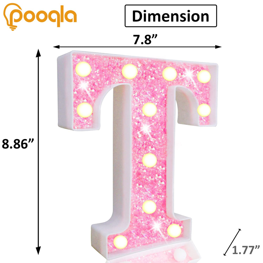 Pink LED Letters Glitter Alphabet LetterS & Numbers Sign Battery Powered