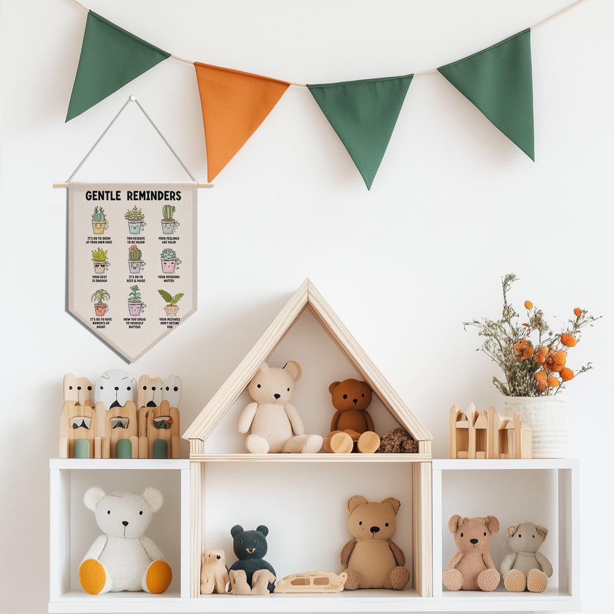 Preppy Positive Affirmations Wall Hanging Pennant Flag â€?Aesthetic Decor for Classroom, Bedroom, or Home