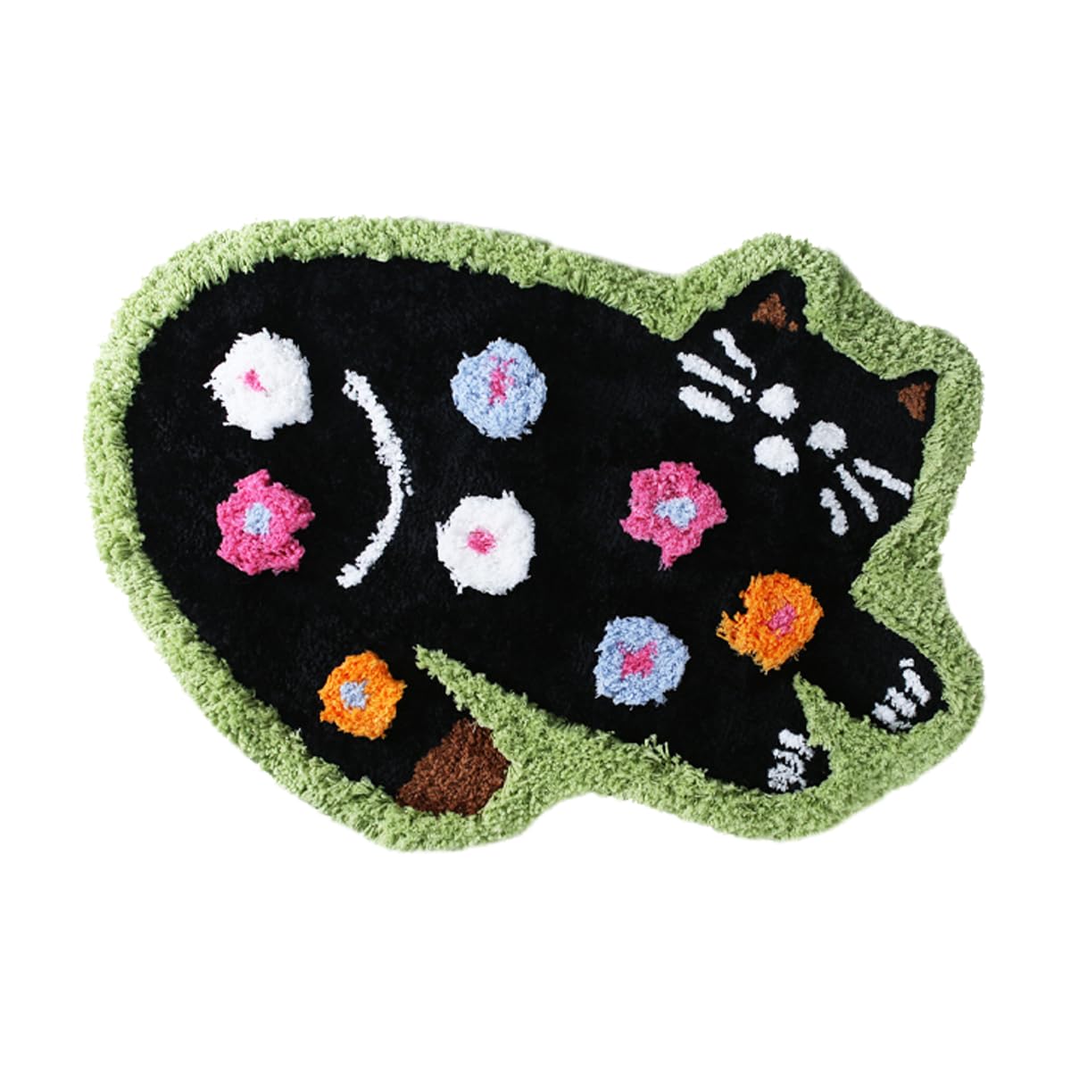 Moss Green Toilet Rugs, Luxury Tufted Extra Thick U-Shaped Toilet Rug,Cute Flower Green Moss Bath Mat Non Slip - Washable Water Absorbent Shag Bathroom Rugs for Bath