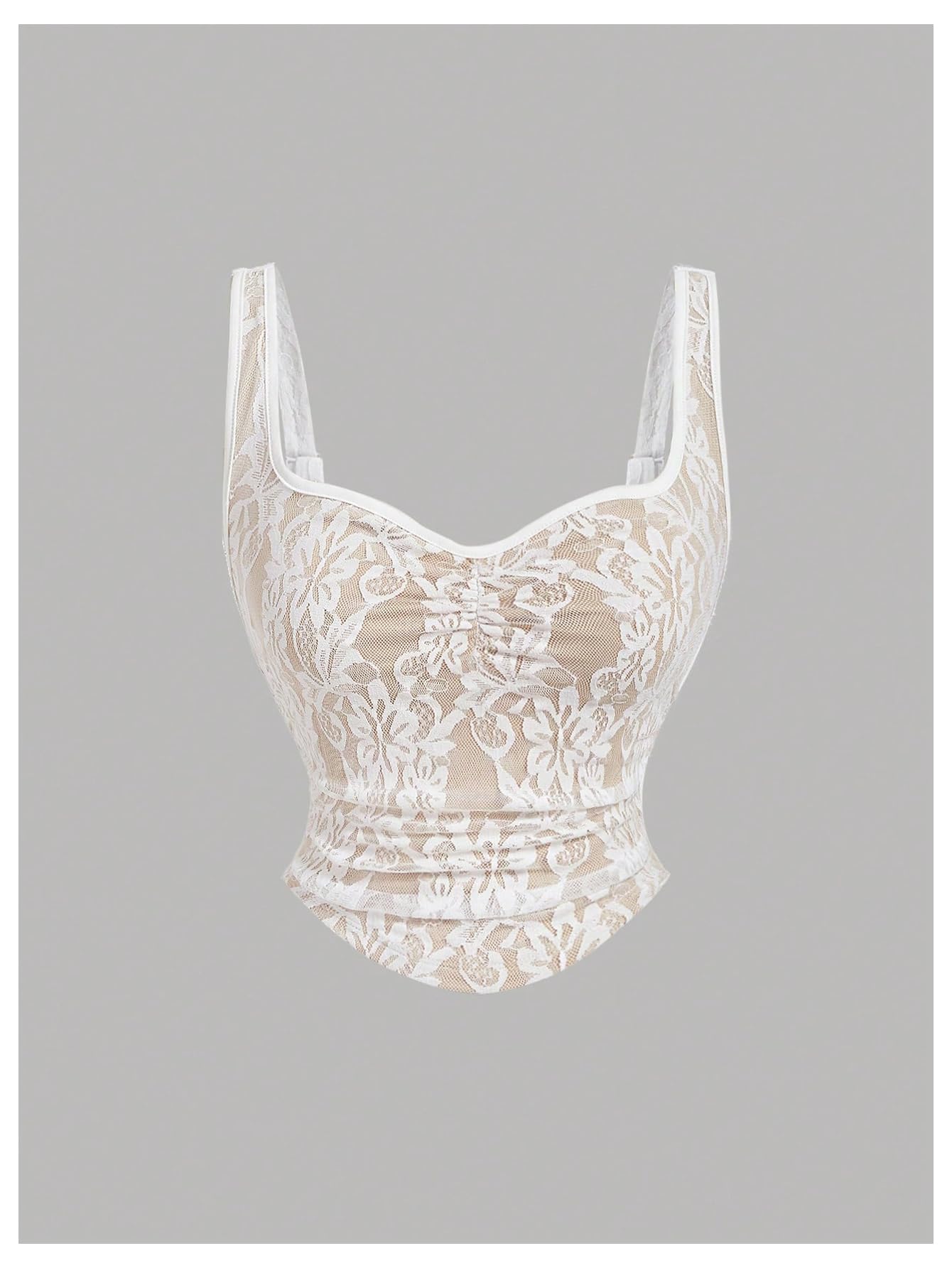 Women's Coquette Floral Lace Skirt Set 2 Piece Sleeveless Top and Bodycon Fishtail Skirt