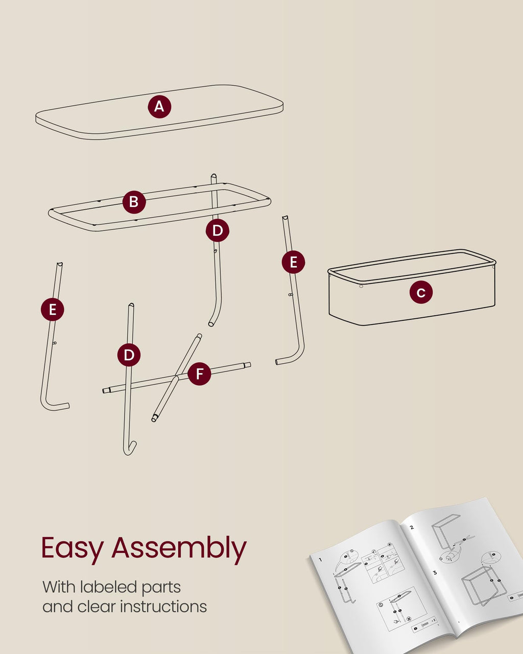 Small Bedside Table with Fabric Basket, Modern Nightstand, Round Side Table