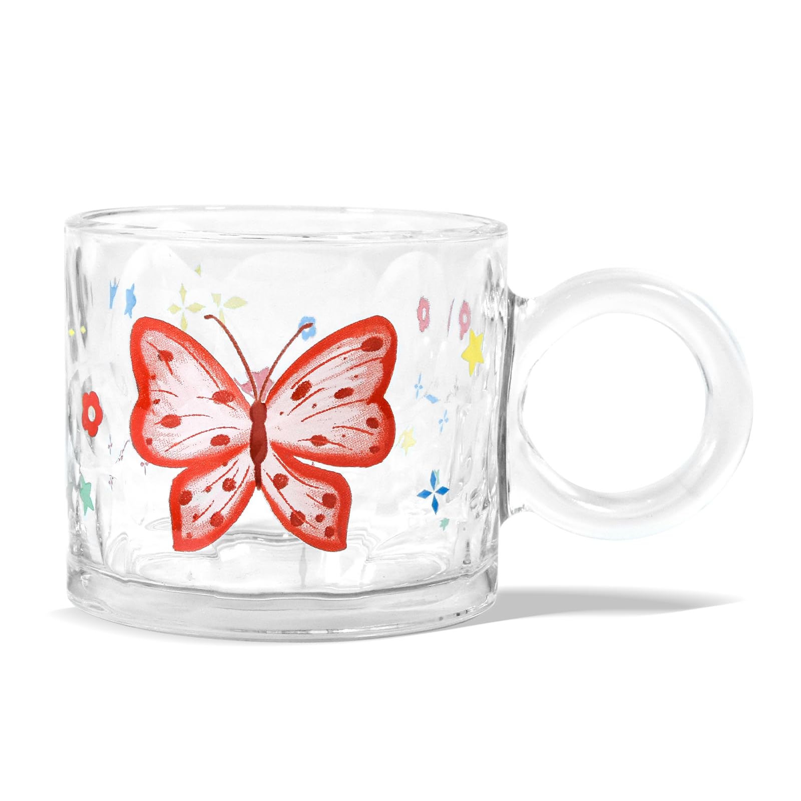 Glass Butterfly l Mugs, 10oz lUnique Glass Cup with Handle