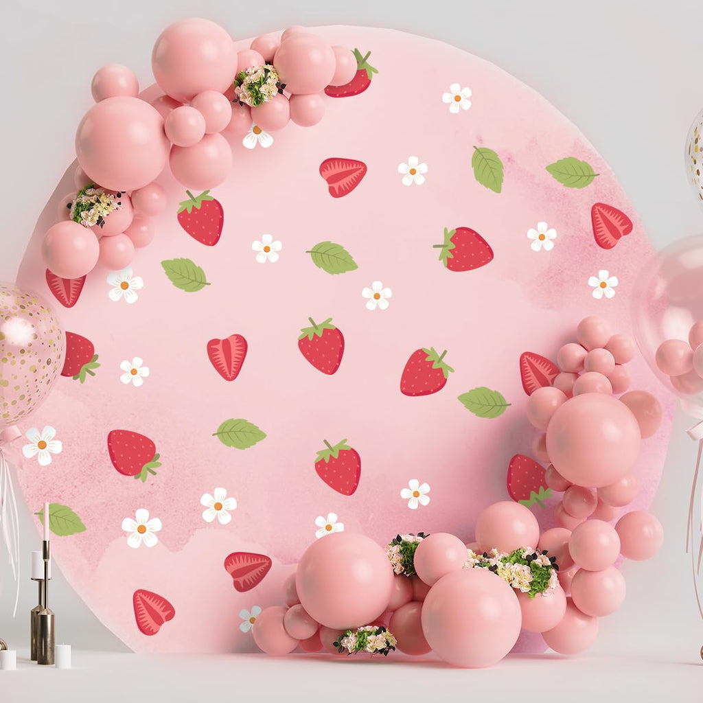 Strawberry and White Flower Stickers for Wall