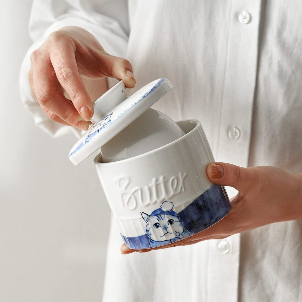 Toptier Ceramic French Butter Keeper with Water Line â€?Countertop Crock for Soft, Spreadable Butter