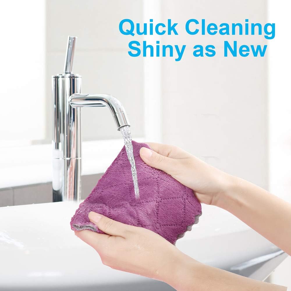 Double-Sided Microfiber Kitchen Towels â€?Multipurpose Reusable Dish Cloths 12-Piece Set of 10"x6"