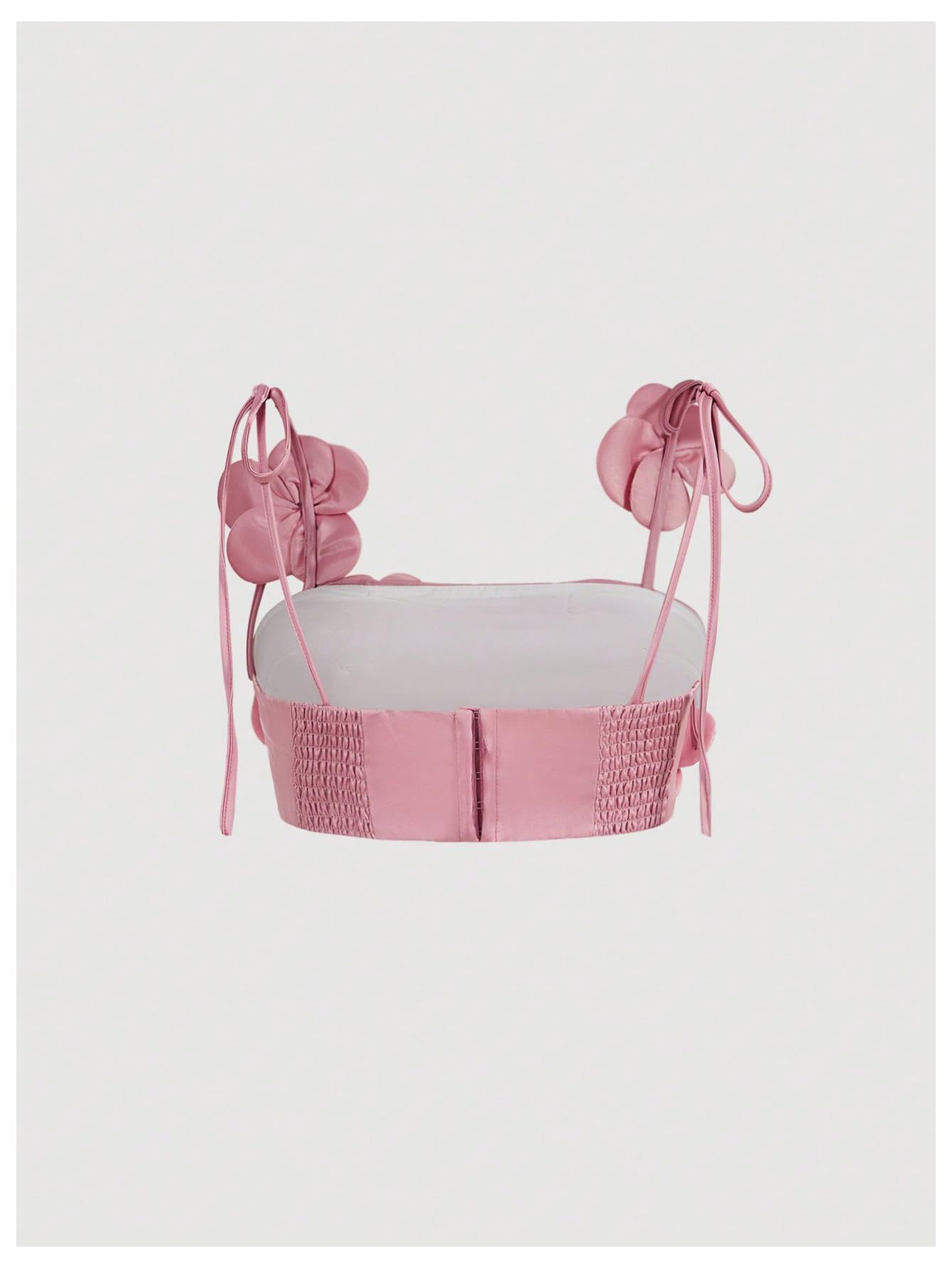 Women's 3D Floral Cami Crop Tops Tie Shoulder Spaghetti Strap Summer Tops Camisole