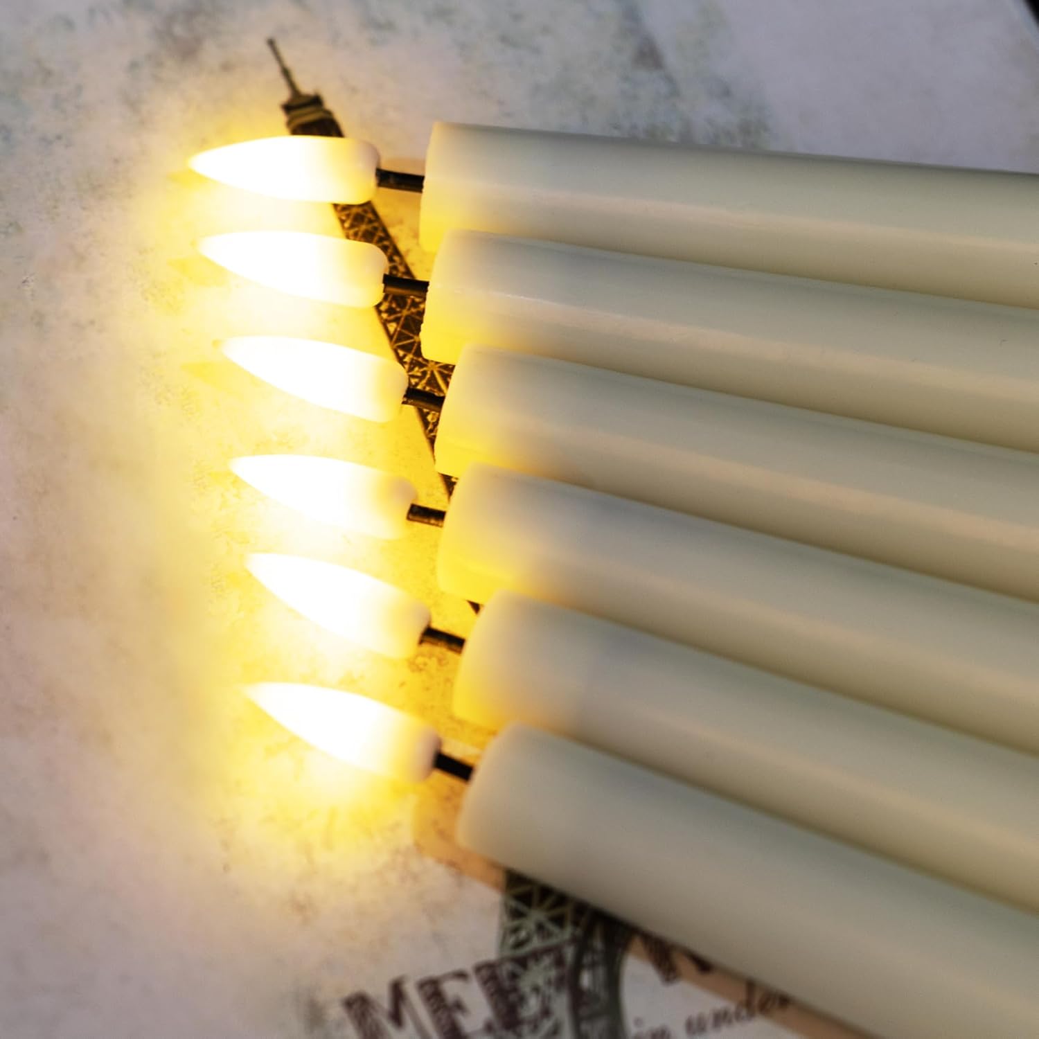 Short Flameless Taper Candles with Remote, Flickering Battery LED Wax Candlesticks Set of 6