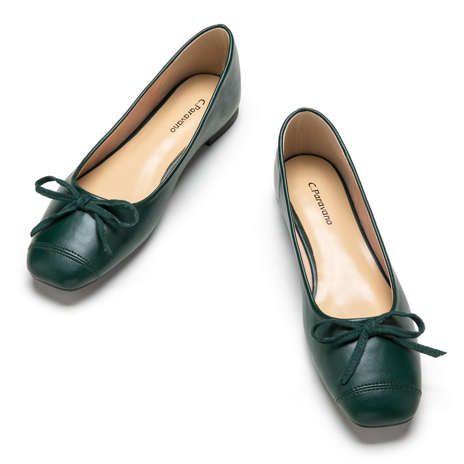 Women's Flats with Bowknot Casual Slip On Dress Shoes | Comfortable Square Toe Shoes