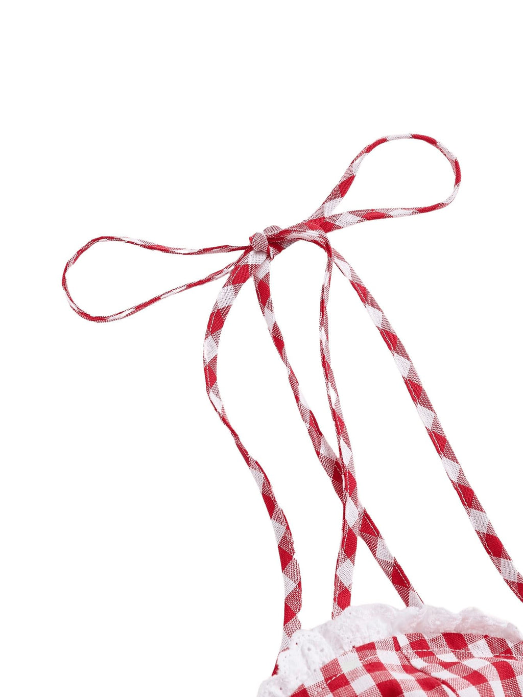 Women's Gingham Print tie Shoulder Sleeveless Ruffle Hem Cami Dress