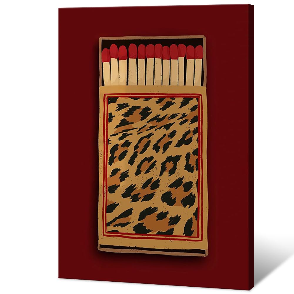 Vintage Leopard Wall Art Red Poster Fashion Cheetah Decor