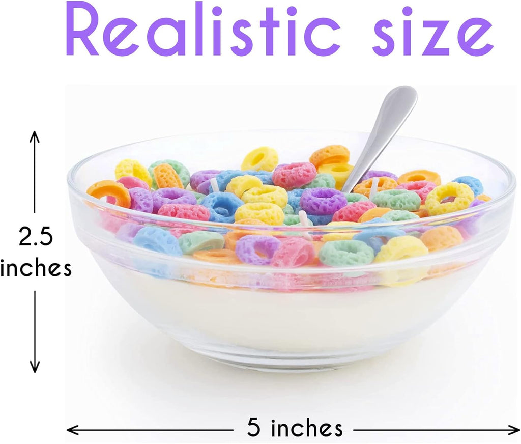 Fruit Loop Cereal Candle Bowl Gifts - Funny Novelty Food Scented Cute Candle