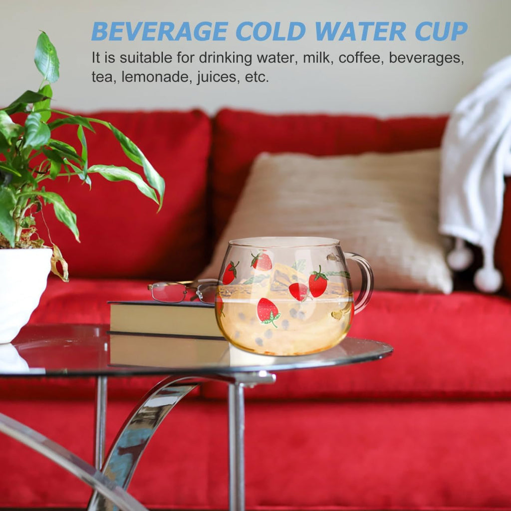 Cute 2pcs 400ML Heat-Resistant Glass Strawberry Cups